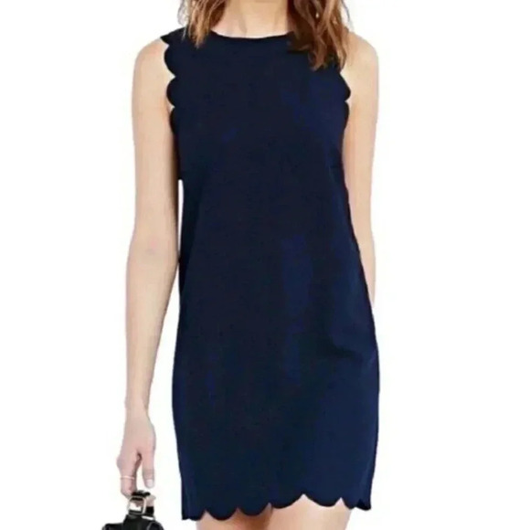 J. Crew Dresses & Skirts - J. Crew Scalloped Sleeveless Dress Navy Blue Sheath Mini Stretch Women’s Size 00